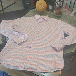Emanuel Berg gingham check wrinkle resistant twill dress shirt 16